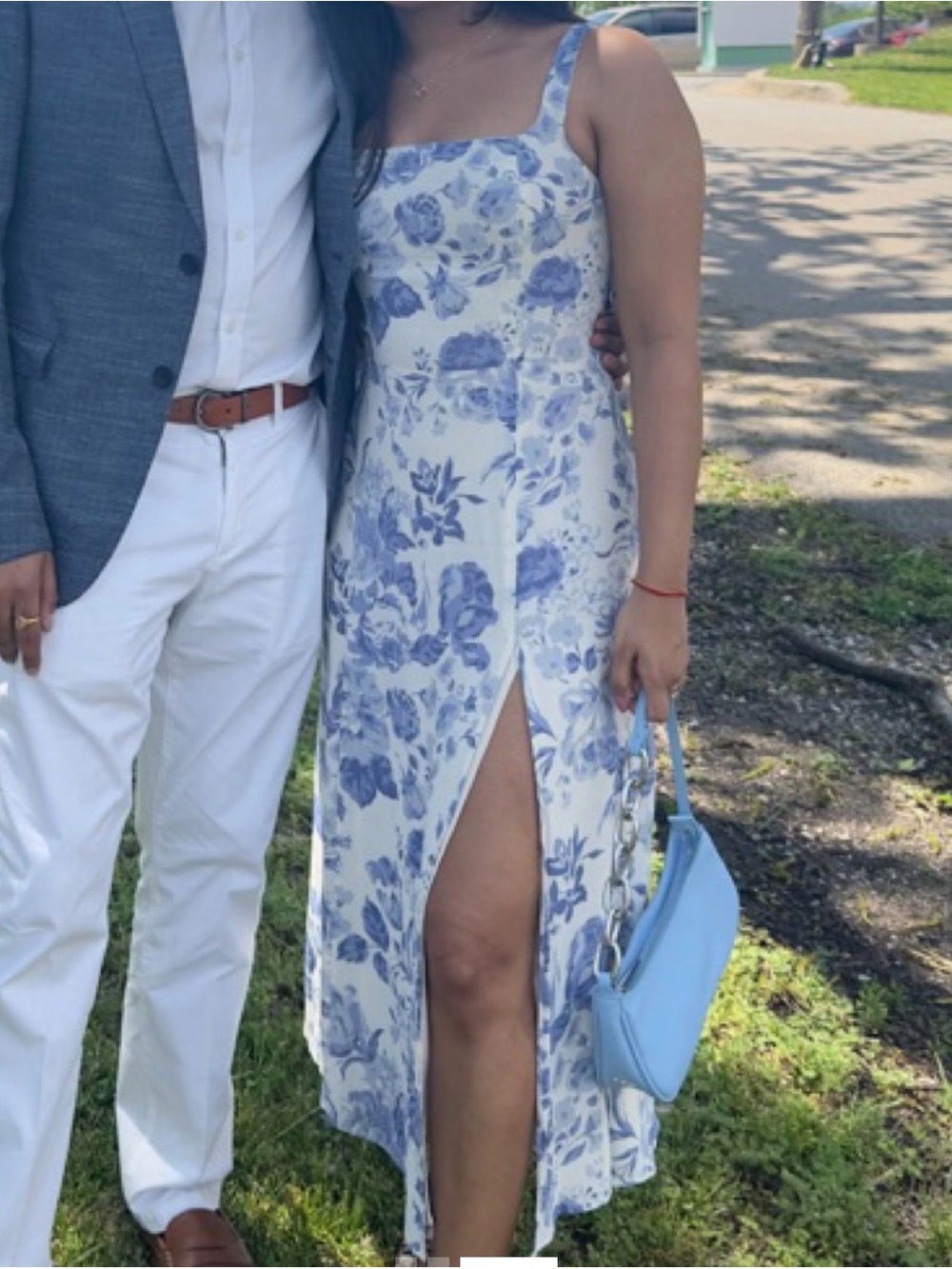 Reformation Blue and White Floral Midi Dress